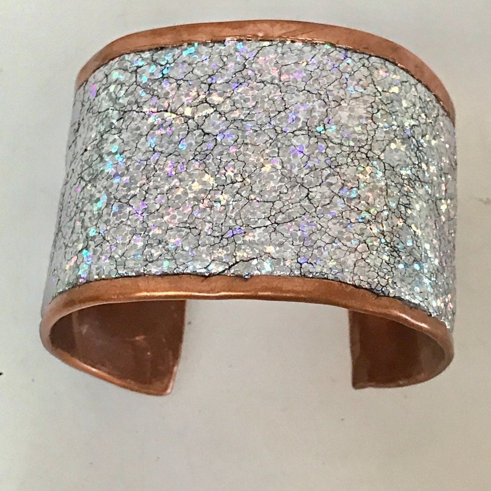 Genuine Leather Holographic Copper Cuff Bracelet Real Hologram (not Glitter) - Picture 16 of 16